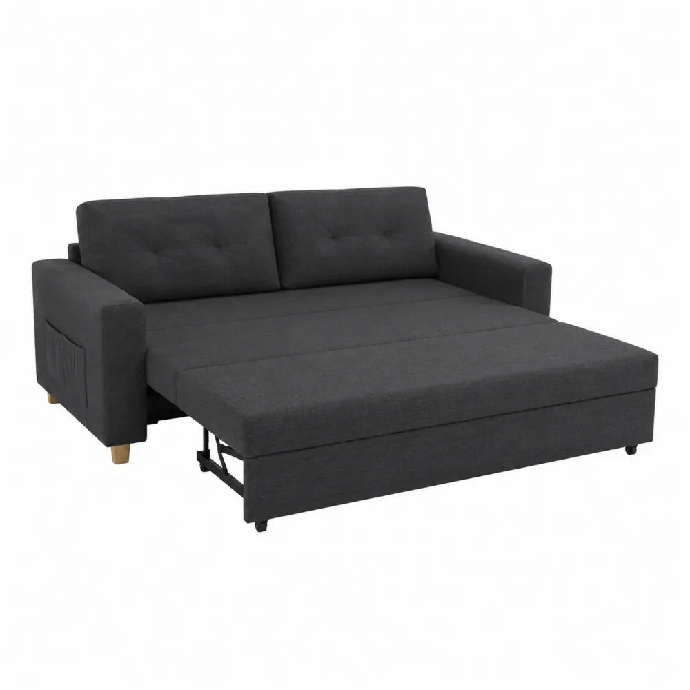Sofa rozkładana z funkcją spania tkanina ciemnoszara 200cm