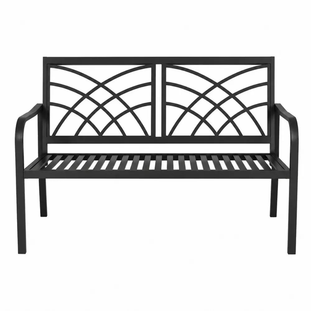 Metalowa ławka ogrodowa czarna 120 cm