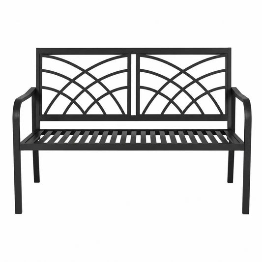 Metalowa ławka ogrodowa czarna 120 cm
