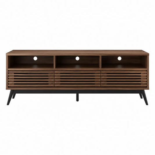 Drewniana szafka RTV z MDF i metalu 150 cm orzech czarny